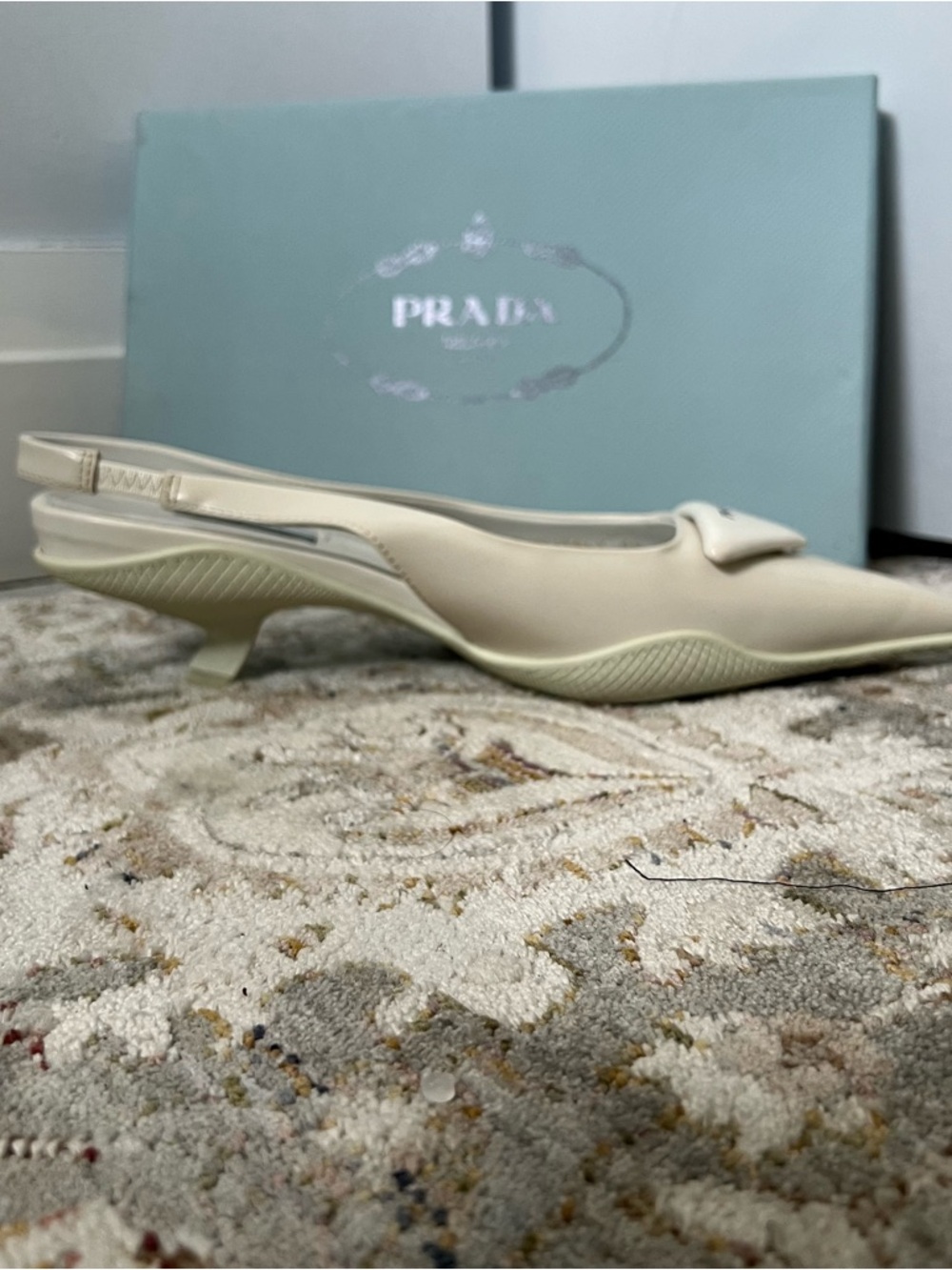 Prada White Pointed-Toe Kitten Heel - Picture 5 of 13